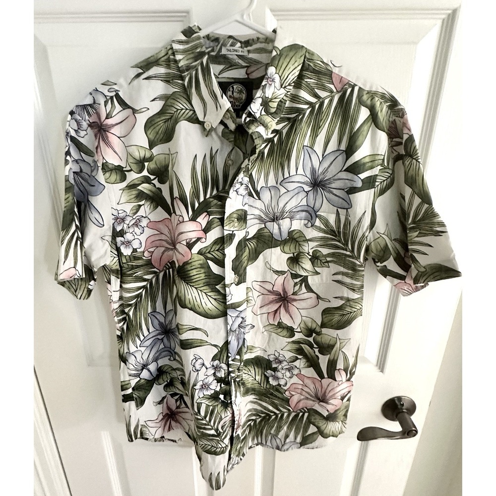 Reyn Spooner Men's M Reverse Print Cotton Woven Floral Hawaiian Button-Up Shirt